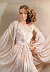 VINCENT, ensemble, pink satin chiffon creating a delicate voluptuous flow